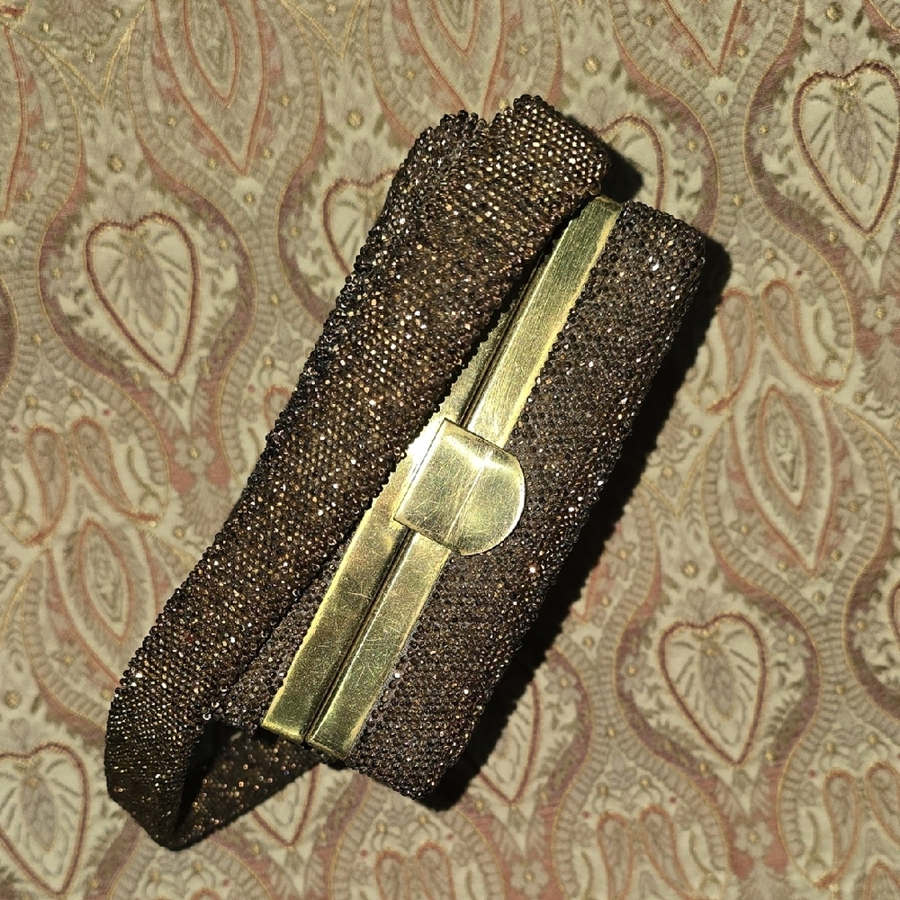 Vintage DU BONNETTE Mid Century Coppery Brown Beaded Evening Bag - Picture 7 of 13